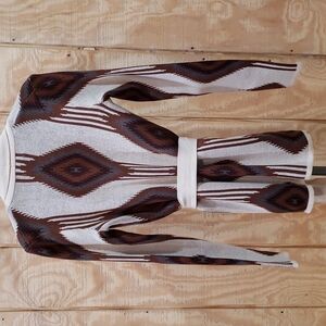 Aztec Cotton Blend Tie Open Front Forever 21 Cardigan Sweater Si…
